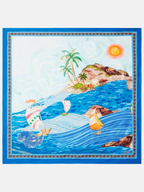 Printed silk twill scarf