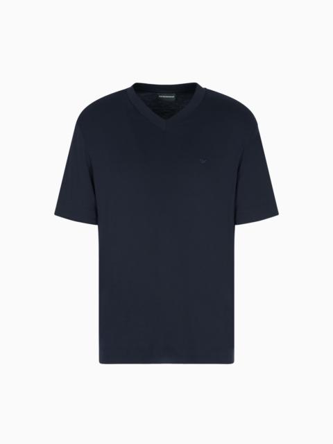 MODAL JERSEY V-NECK T-SHIRT WITH MICRO EAGLE EMBROIDERY