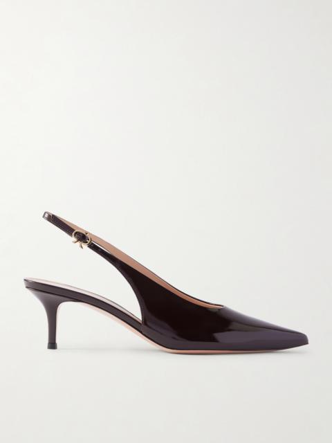 Robbie 55 Polished-leather Slingback Pumps