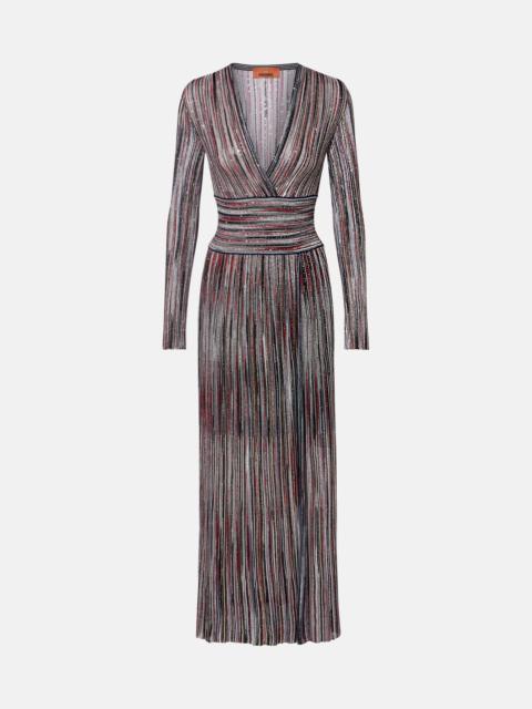 Striped lamé maxi dress