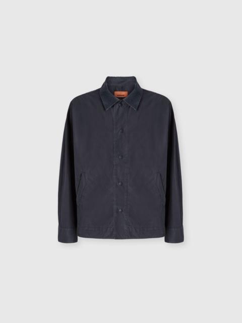 Cotton canvas overshirt with zigzag collar detail