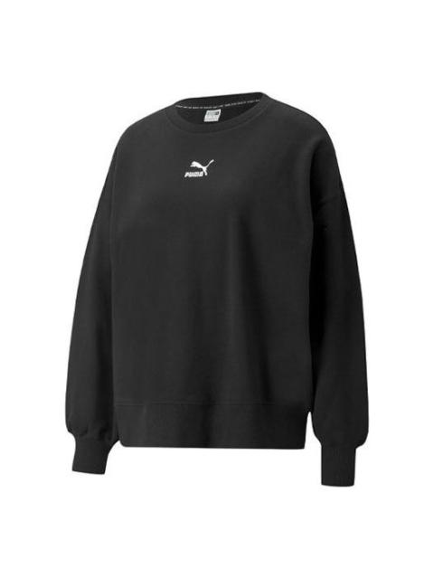 (WMNS) PUMA Classics Logo Embroidery Round-Neck SweatshirtBlack 535327-01