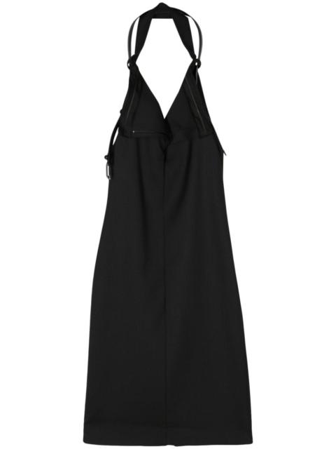 belted-halterneck midi dress