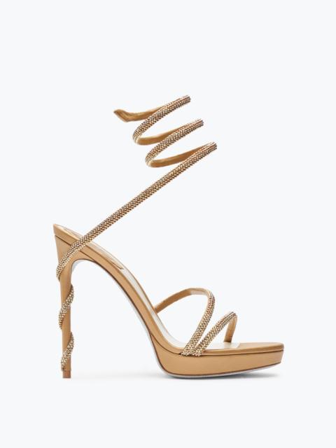 MARGOT CRYSTAL BLACK & GOLD PLATFORM SANDAL 120