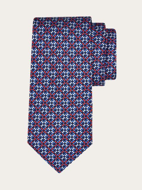 Gancini print silk tie