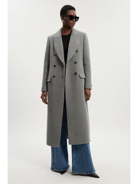 Wool Double Breasted Tailored Midi Coat