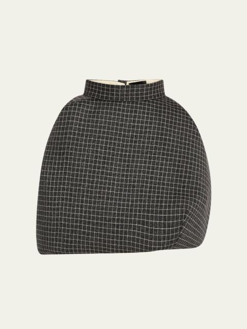 Windowpane Check Padded Bubble Skirt