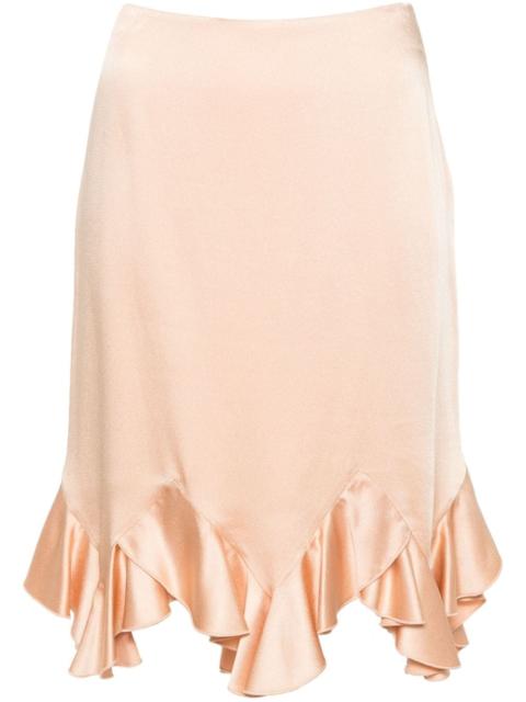 ruffled satin midi skirt