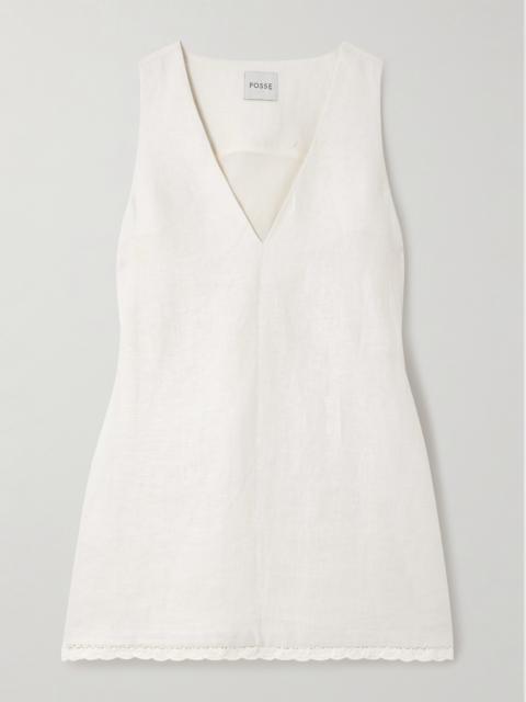 Effi Crocheted Lace-trimmed Linen Mini Dress