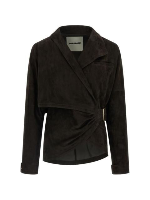 Cindy crossed-button suede jacket