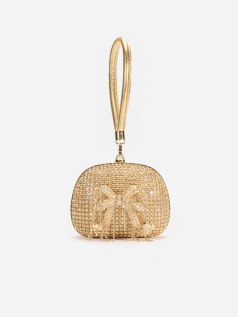 Gold Crystal Top Handle Clutch Bag