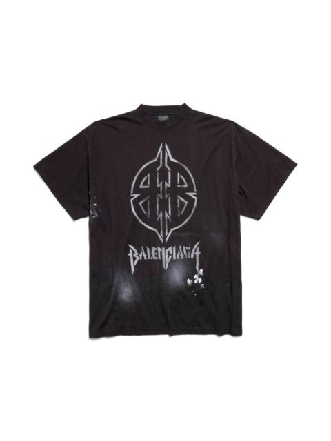 Metal Bb Stencil T-shirt Oversized in Black/white