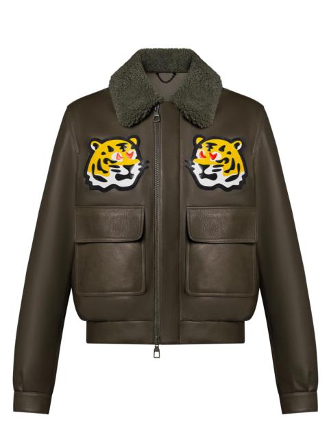 Leather Blouson With Tiger Patches