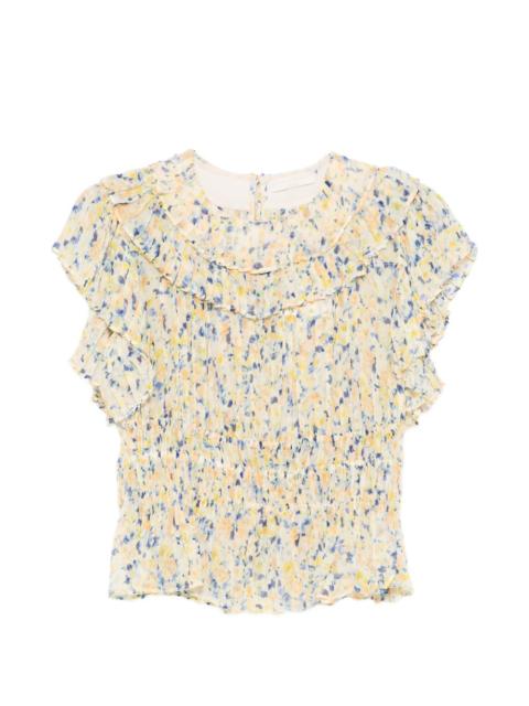 Athene ruffled floral-print blouse