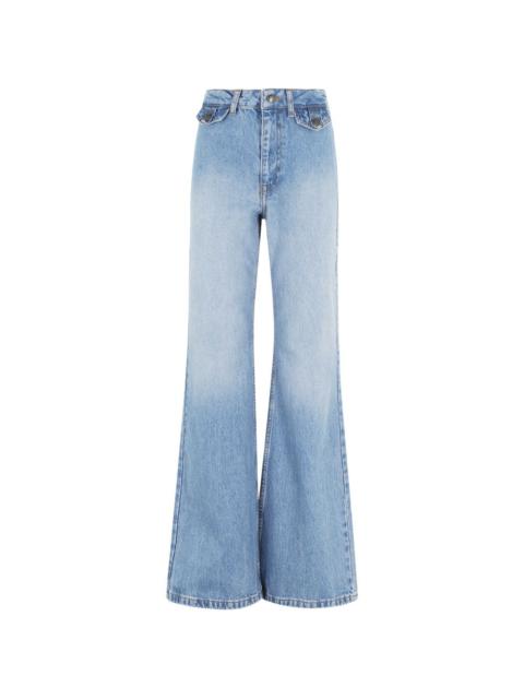 flared high-waisted jeans