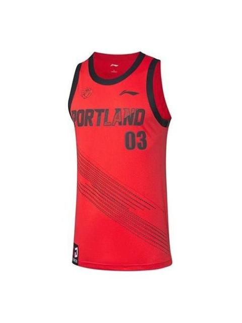 Li-Ning C.J. McCollum-1 Basketball Jersey 'Red Black' AAYQ095-6