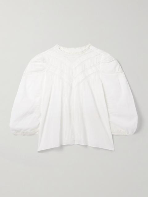 Adelphine Crochet-trimmed Pintucked Organic Cotton-voile Blouse