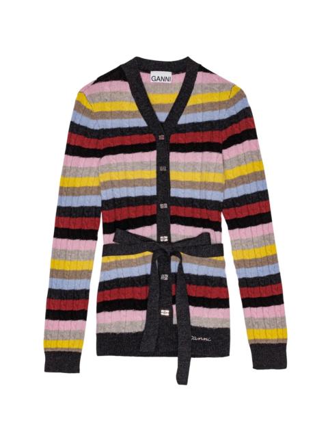 LOGO WOOL MIX BELT CARDIGAN