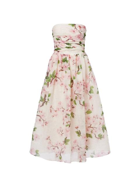 floral strapless maxi  dress