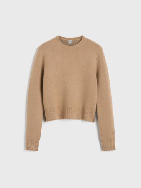 Cropped crew-neck knit camel