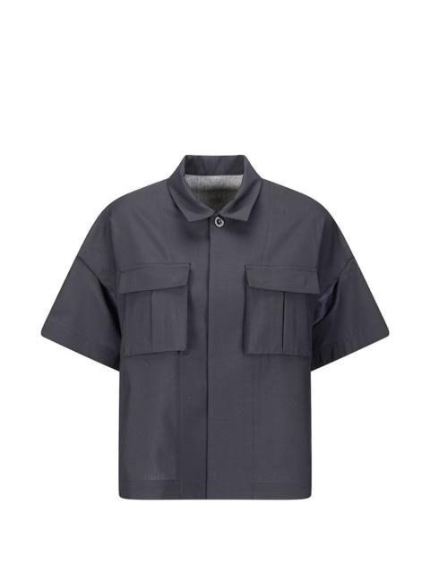 flap-pocket panelled shirt