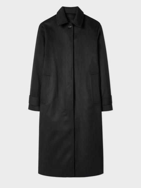 Women's Navy Wool-Cashmere Blend Back-Button Coat