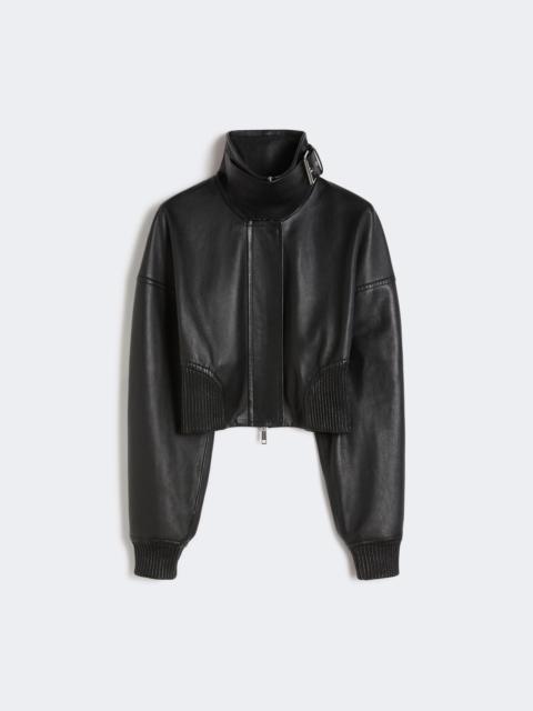 Short leather jacket - BLACK