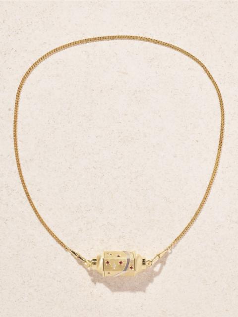 Milky Way Gourmette 18-karat Gold, Rhodium, Ruby And Diamond Necklace