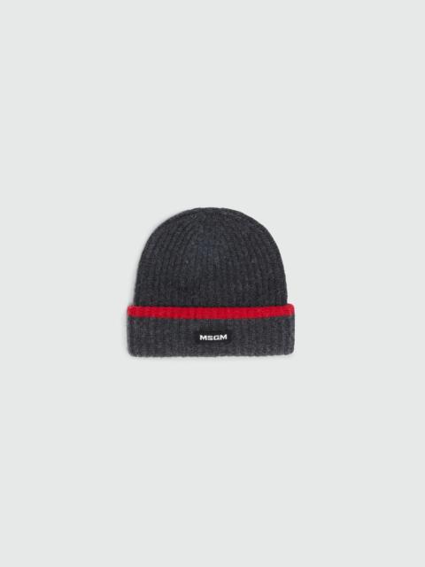 Anthracite ribbed cap with MSGM label and red profiles