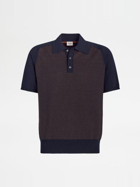 SILK BLEND POLO SHIRT - BLUE