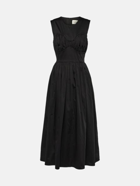 Delphine gathered cotton-blend midi dress