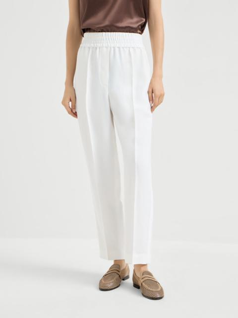 Viscose and linen fluid twill baggy pull-on trousers
