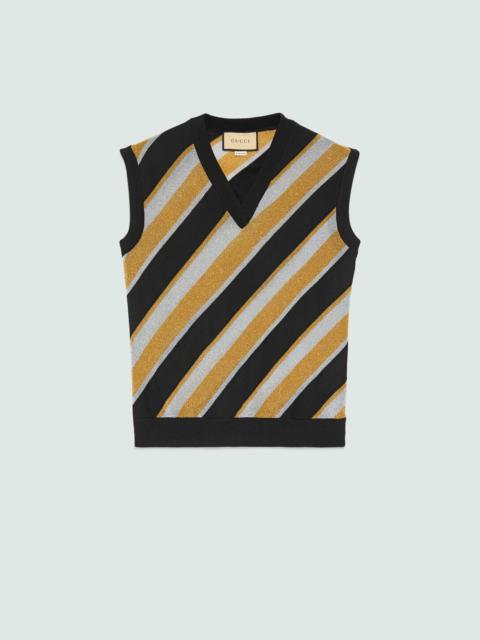 Striped intarsia knit vest