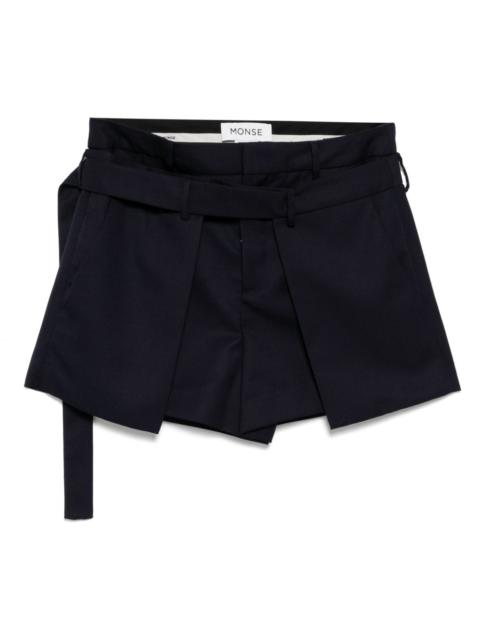 deconstructed wrap tailored shorts