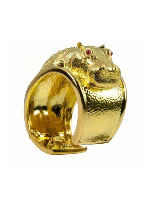 Ruby Repousse Hippo Cuff Bracelet