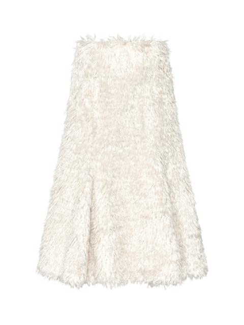 Patterson Midi Skirt in Ivory Silk Fur