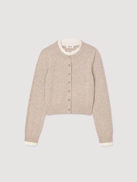 CARDIGAN WITH CONTRAST COLLAR
