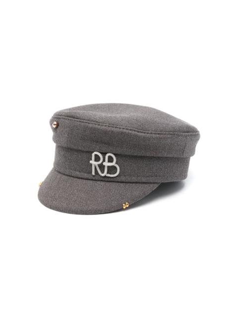 mélange-effect baker boy cap