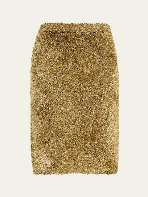 Moro Metallic Textured Pencil Skirt