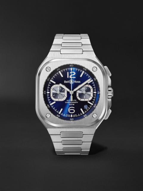 BR 05 Automatic Chronograph 42mm Stainless Steel Watch, Ref. No. BR05C-BU-ST/SST Blue