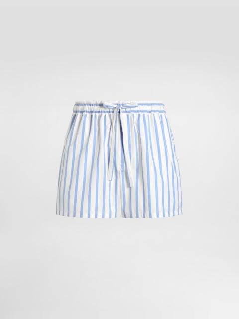 Striped poplin bermuda shorts