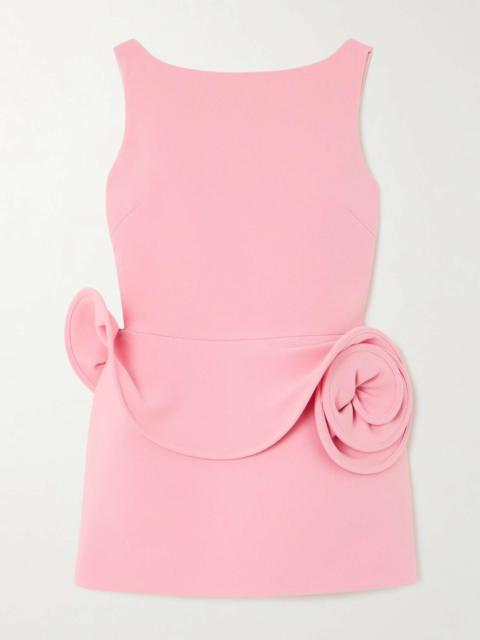 Appliquéd crepe mini dress Pink