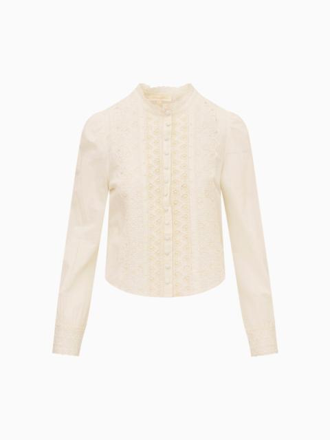 Larine Pearl-Embellished Cotton Blouse