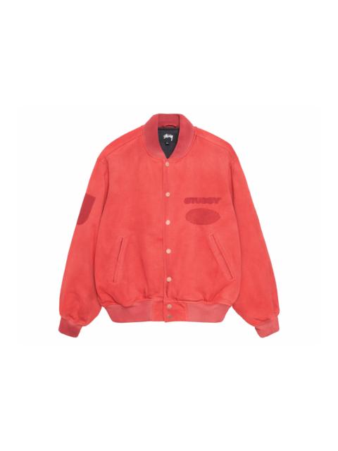 Stussy Ghost Logo Canvas Varsity Jacket Red