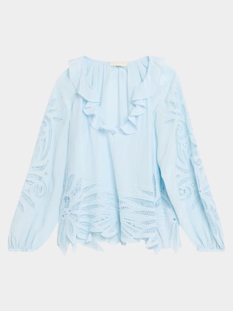 Adonis Embroidered Silk Blouse
