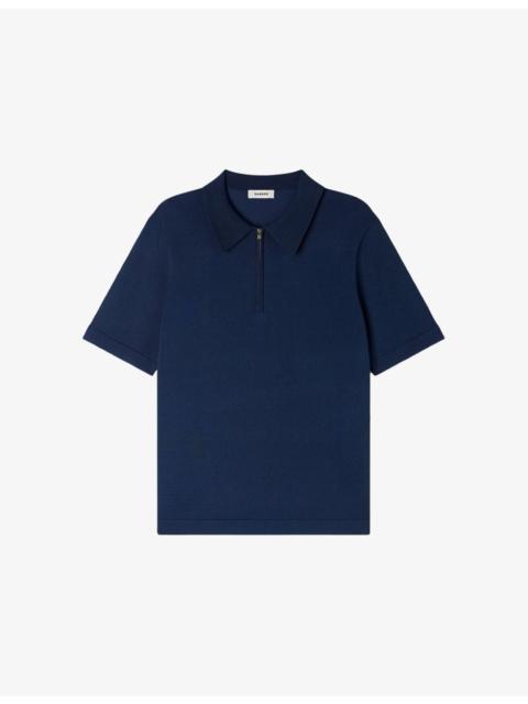 Zipped stretch-woven polo shirt