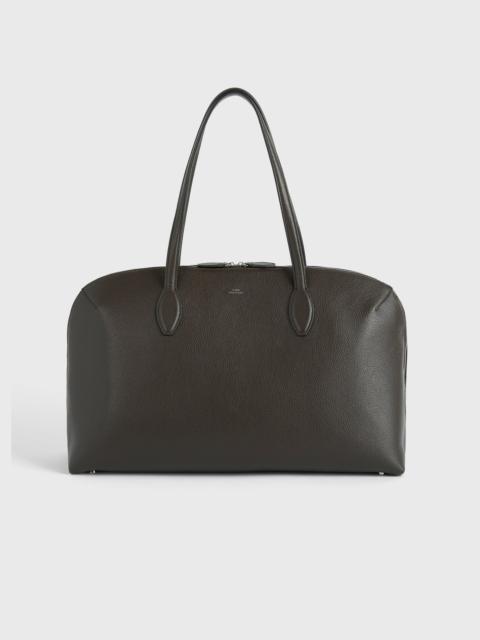 Grained-leather day tote dark chocolate