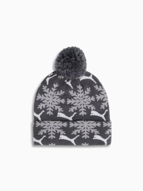 Fair Isle Winter Pom Pom Snowflake Beanie