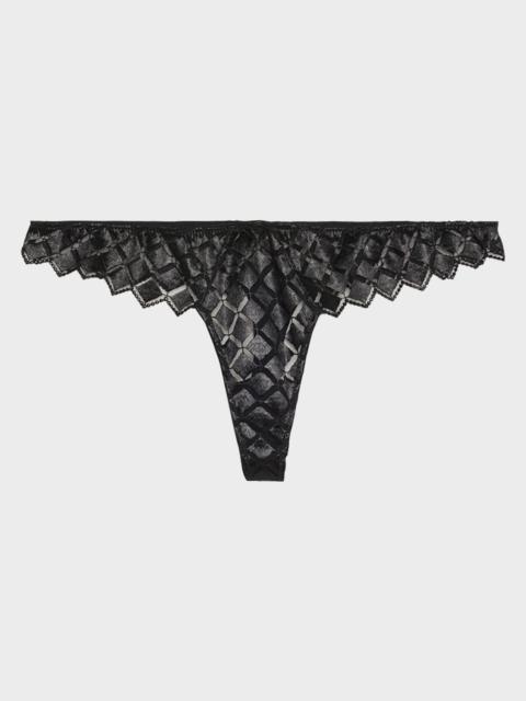Lamine Diamond-Embroidered Thong