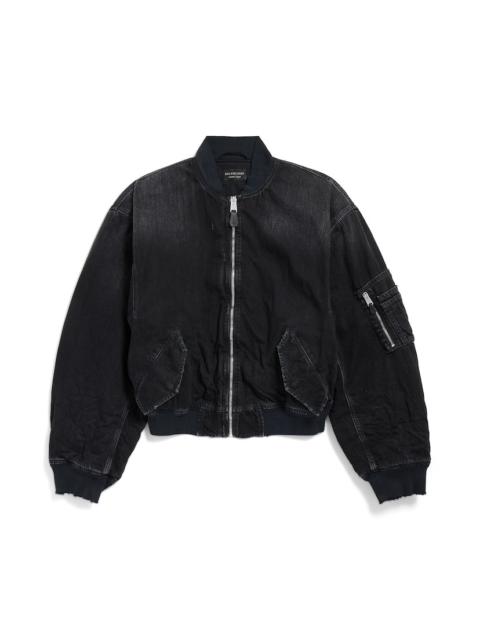 Men's Standard Denim Bomber in Black